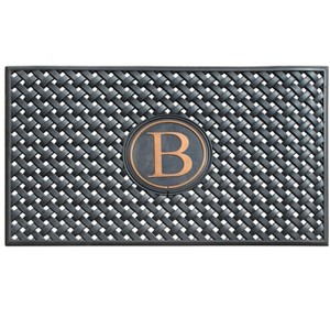 A1HC Natural Rubber Large Monogrammed Door Mat 24" x 39" Scrapes Shoes Clean of Dirt & Grime Doormat - 1 of 4