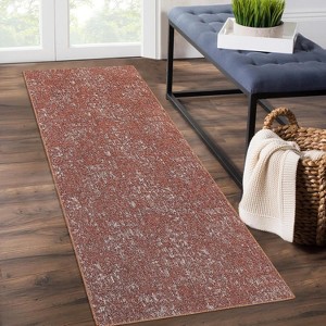 Textured Area Rug, Washable and Stain Resistant, Contemporary Farmhouse Carpet, Low Pile Accent, Non-Slip Front Door Mat for Living Room - 1 of 4