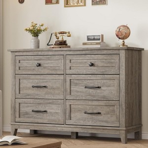 6 Dresser for Bedroom, 47" Wide Drawer Dresser with Storage Freestanding, Wooden Closet Storage Chest for Living Room, Bedroom, Entryway - 1 of 4