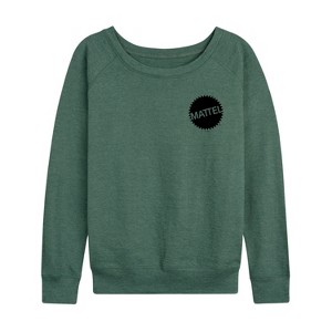 Women's - Mattel - Mattel Original Logo Pocket Size Lightweight French Terry Wide Neck Long Sleeve Shirt - 1 of 4