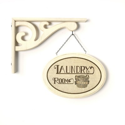 Lakeside Hanging Wall Sign "Laundry Room" with Vintage Style Laundry Room Decor