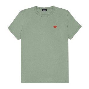 Dalix Pixel Heart Embroidered Lightweight Relaxed Jersey Tee Summer Cute Love Womens - 1 of 4