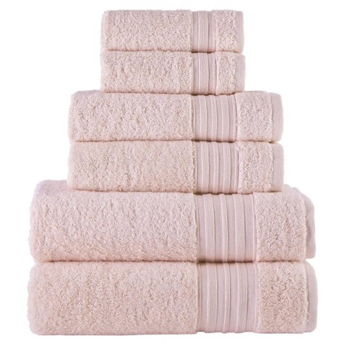 6pc Spa Waffle Jacquard Cotton Bath Towel Set Pink