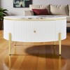 Mshliw Round Coffee Table with 2 Storage Drawers, MDF Top and Metal Legs Accent Center Table for Living Room, Dining Table, Sofa Table, 31.5"x17.1" - 4 of 4