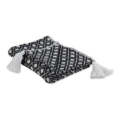 50"x60" Diamond Lattice Throw Blanket Black - Design Imports