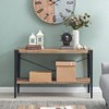 Modern Industrial Console Table Metal/Distressed Wood - Danya B.: Entryway, Black Frame, with Storage Shelf - 2 of 4