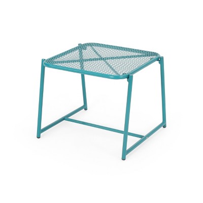 GDFStudio Estella Outdoor Rectangular Iron Side Table with Metal Mesh