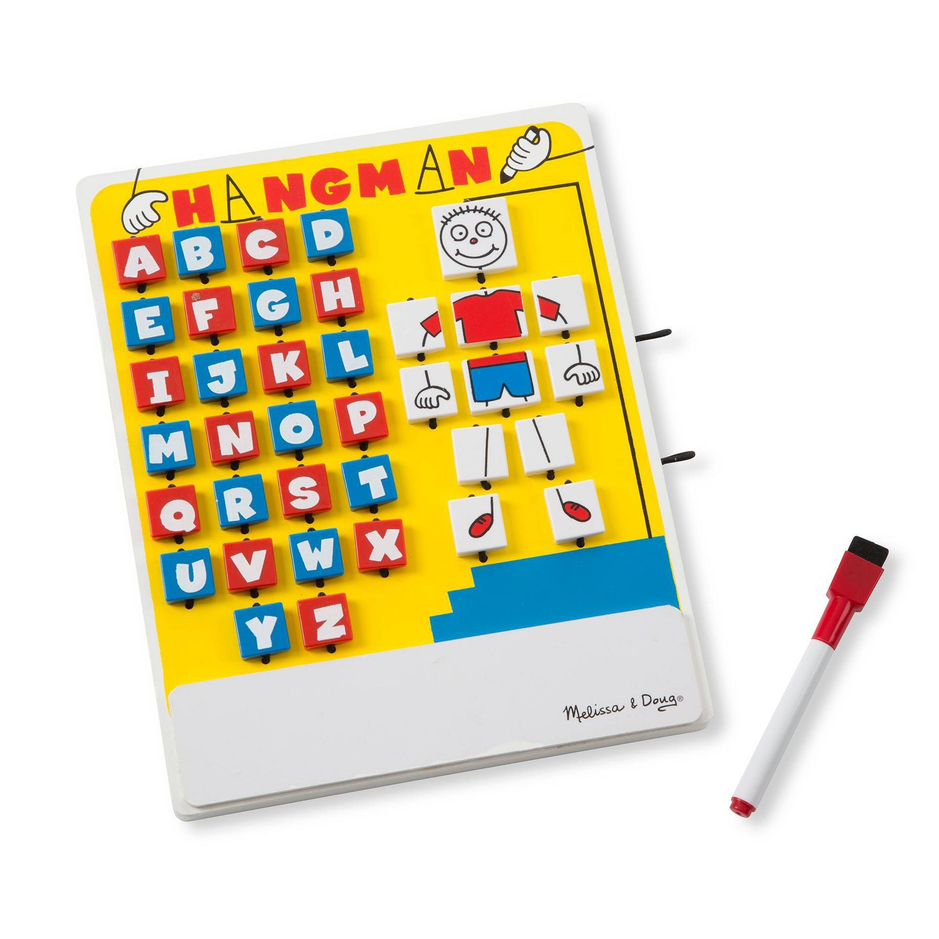 Melissa & Doug Flip to Win Travel Hangman Game - White Board, Dry-Erase Marker: Educational Problem Solving Board Game