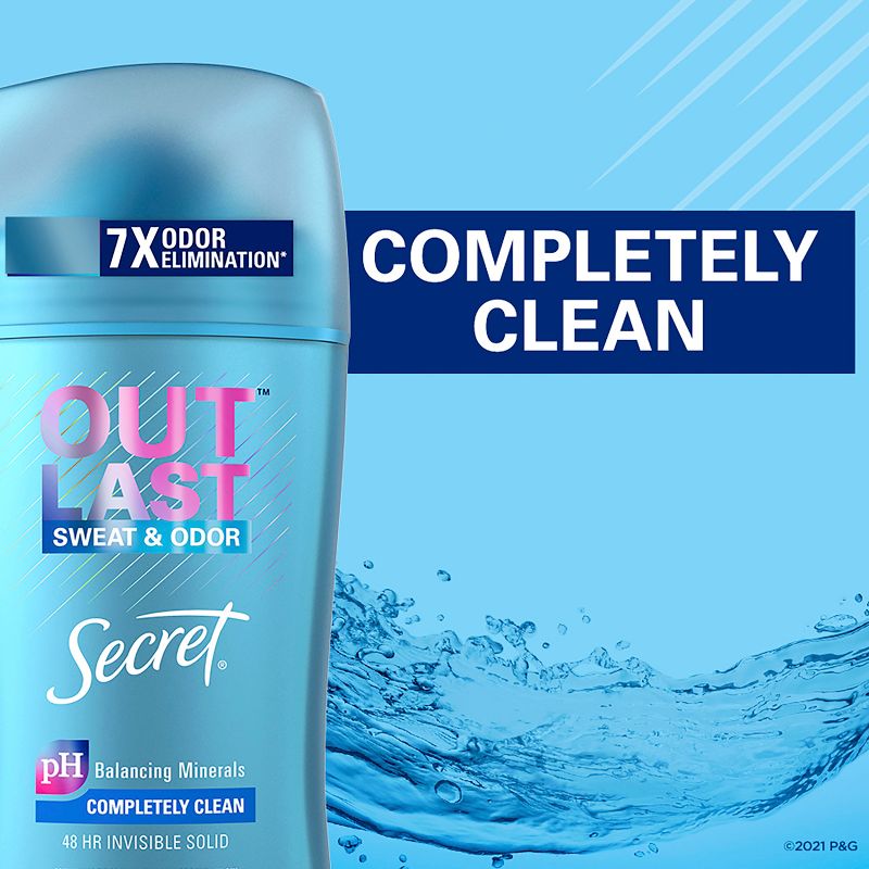 Secret Outlast Invisible Solid Antiperspirant & Deodorant for Women Completely Clean, 3 of 11