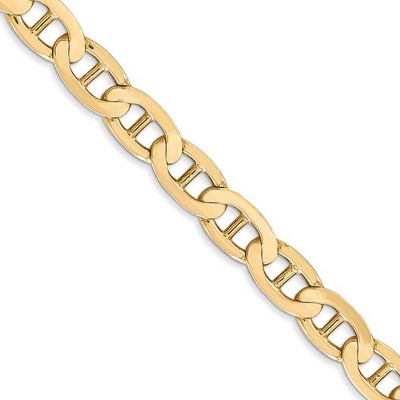 Black Bow Jewelry Men's 6.25mm, 14k Yellow Gold, Concave Anchor Chain Necklace