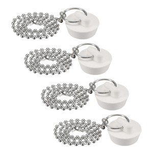 Unique Bargains Rubber Stainless Steel Beaded Chain with Pull Ring Bathtub Drain Stopper 4 Pcs - 1 of 4