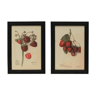 (Set of 2) Wood Framed Wall Canvases with Vintage Reproduction Strawberry Print - 3R Studios