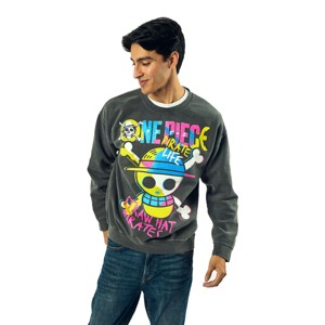 One Piece King Of The Pirates Adult Unisex Potassium Washed Crew Neck Long Sleeve Sweatshirt - 1 of 4