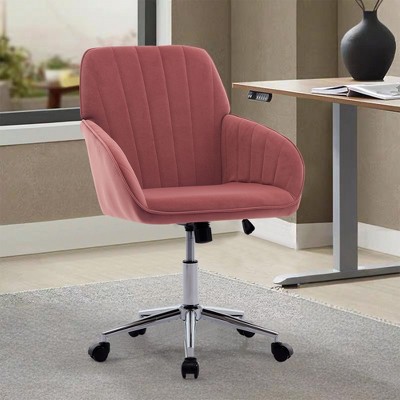 NicBex Office Chair Modern Height Adjustable Ergonomic Chair Computer Chair with 5 Casters and Silver Base for Office, Study, Bedroom, Rose Red