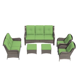 UPTION 6-Piece Steel Outdoor Patio Conversation Seating Set - 1 of 4