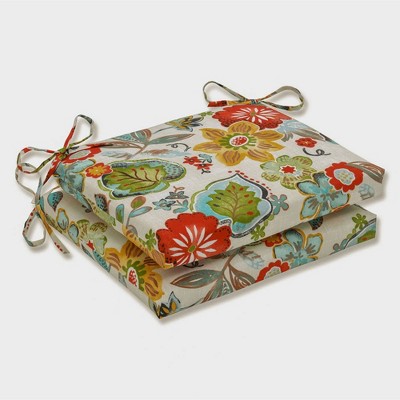 Alatriste 2pc Outdoor/Indoor Squared Corners Seat Cushion Set Ivory - Pillow Perfect
