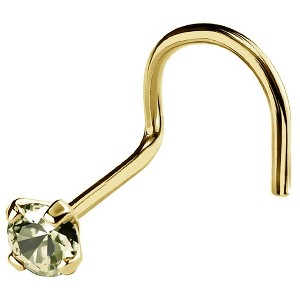 Jewelry Avalanche 22G 14K Gold Nose Screw Nose Stud with Peridot Gemstone - 1 of 2