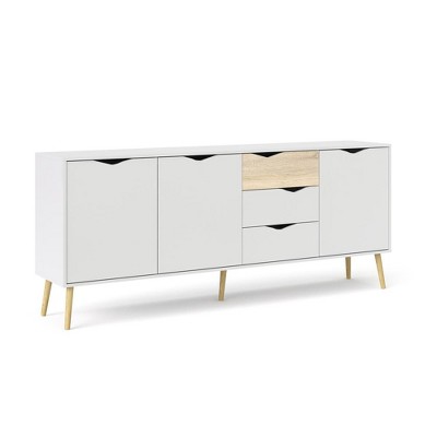 Tvilum,Diana Sideboard with 3 Doors and 3 Drawers, White/Oak Structure