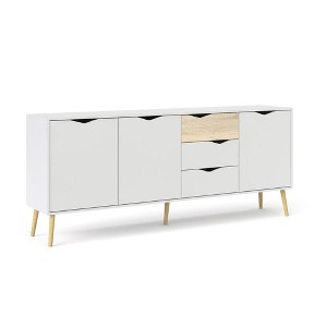 Tvilum,Diana Sideboard with 3 Doors and 3 Drawers, White/Oak Structure - 1 of 4