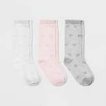 Toddler Girls' 3pk Knee High Socks - Cat & Jack™ White/Gray/Pink