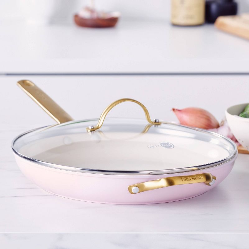 GreenPan Reserve 12&#34; Hard Anodized Healthy Ceramic Nonstick Frypan with Helper Handle &#38; Lid Blush Pink, 4 of 11