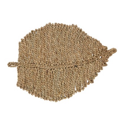 Saro Lifestyle Sea Grass Leaf Placemat, 14"x20" Oblong, Natural (Set of 4)