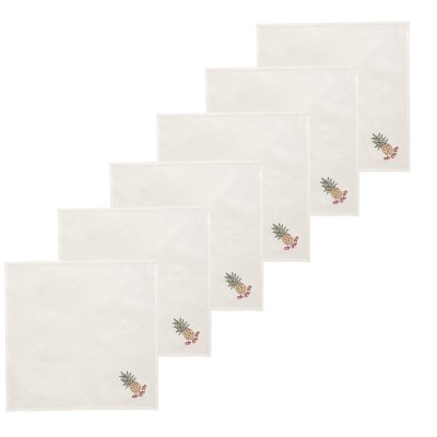 C&F Home Pineapple Wreath Cotton Embroidered Napkin Set of 6