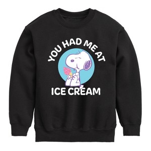 Boys' - Peanuts - You Had Me At Ice Cream Graphic Long Sleeve Fleece Sweatshirt - 1 of 4