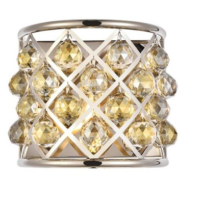 Elegant Lighting Madison 1 light Polished Nickel Wall Sconce Golden Teak (Smoky) Royal Cut Crystal
