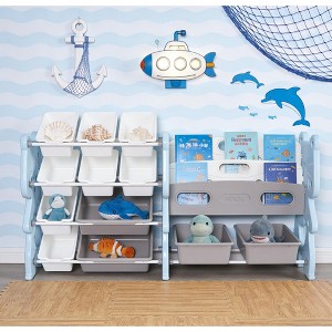 Airsurfer 5-Tier Pastel Blue and White Organizer Children's Toy and Book Organizer Storage Solution for Playroom or Bedroom - 1 of 4