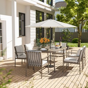 HAPPATIO Patio Outdoor Dining Set, Aluminum Patio Dining Set Includes 1 Outdoor Dining Table with Umbrella Hole and Dining Chairs for Lawn, Porch. - 1 of 4