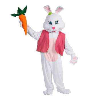 Halloween Express Women's Easter Bunny Jumpsuit with Headgear Costume - One Size Fits Most - White