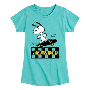 Girls' - Peanuts - Snoopy Skater Fitted Short Sleeve Graphic T-Shirt - 1 of 4