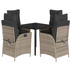 vidaXL Patio Dining Set with Cushions Garden Table and Chairs Poly Rattan - 31.5" x 31.5" x 29.1" Without Footrest 4 Items - 1 of 4