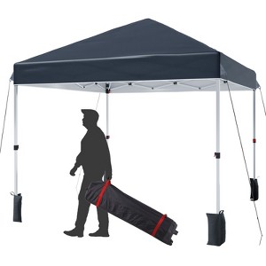 10 x 10 Pop Up Canopy, Beach Tent 3 Adjustable Heights, Easy Up Sun Shade w/ Wheeled Carry Bag, Outdoor Portable Shelter for Events, Parties, Camping - 1 of 4