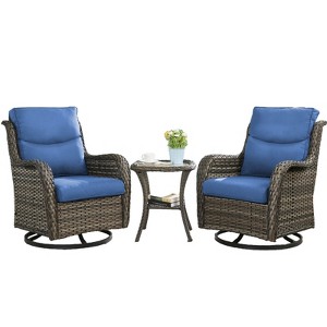Buenhomino 3 Pieces Patio Bistro Set Outdoor Swivel Rocker Patio Chairs with Side Table Patio Furniture for Deck Porch Garden Balcony Poolside - 1 of 4