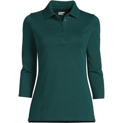 Lands' End Women's Tall 3/4 Sleeve Cotton Interlock Polo : Target