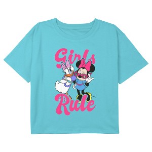Girl's Mickey & Friends Retro Daisy and Minnie Girls Rule Crop Top T-Shirt - 1 of 3