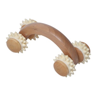 Evideco French Home Goods Natural Wood Hand-Held Massage Rollers for Relaxation and Mobility, Deep Tissue Massage Tools with Rotating Rollers