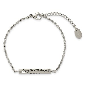 Chisel Stainless Steel with Cubic Zirconia LOVE DREAM LAUGH Enjoy the little things Bracelet 7" with 1.5" Ext. - 1 of 4