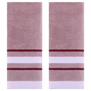 REGALWOVEN Striped Pattern Cotton Polyester Soft Absorbent Decorative Hand Towel 13" x 29" 2 Pcs - 1 of 4