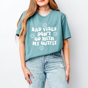 Simply Sage Market Don't Go With My Outfit Smiley Face Short Sleeve Tee - 1 of 4