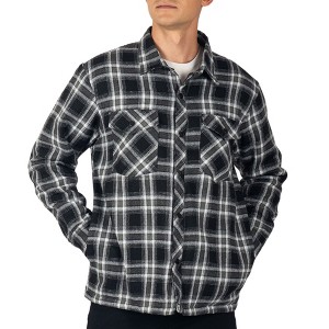 Alpine Swiss Mens Henry Quilted Flannel Jacket Warm Plaid Shacket Four Pockets Snap Buttons Winter Work Coat for Cold Weather - 1 of 4