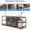 Modern Farmhouse TV Stand with 2 Mesh Doors and Storage Cabinets for Televisions Up to 70 Inch, Wood Entertainment Center Console Table - 3 of 4