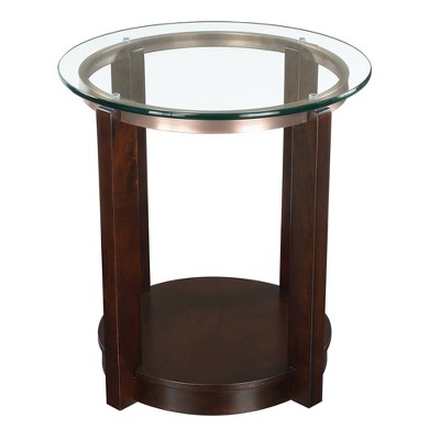 Benton Espresso 3-Piece Round Glass Top Occasional Table Set