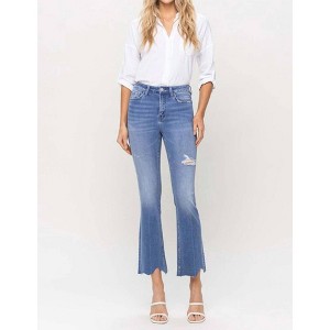 Women's Scalloped Hem High Rise Kick Crop Flare Jeans - FLYING MONKEY - 1 of 4