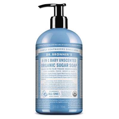 Dr. Bronner's Organic Baby Sugar Soap - Unscented - 12 fl oz