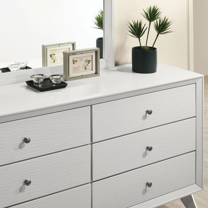 miBasics Sunflare Modern 6 Drawer Wood Dresser White, 4 of 6