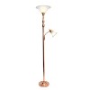 Torchiere Floor Lamp with Reading Light and Marble Glass Shade - Lalia Home - 3 of 4