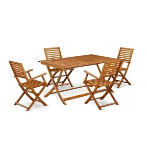 HomeStock 5-Piece Natural Oak Finish Solid Wood Top Dining table with 4 Chairs - 1 of 4